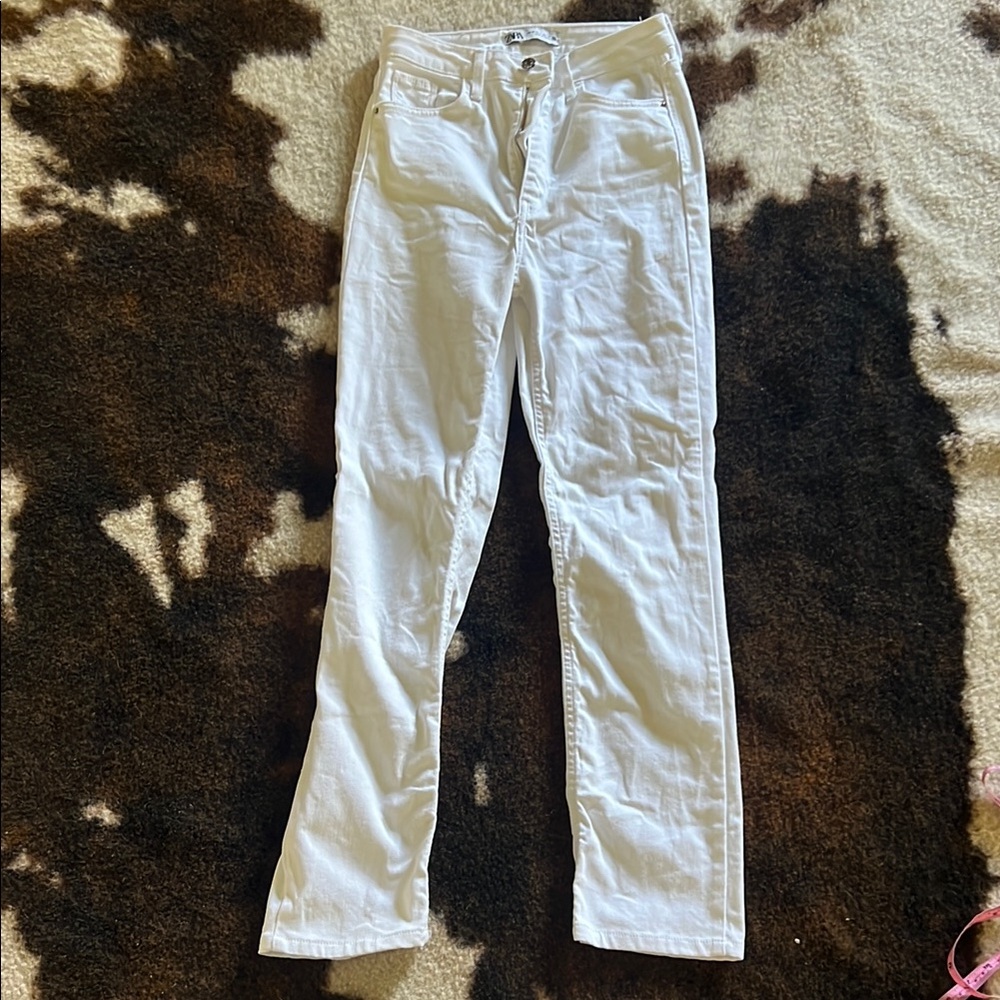 Zara White Straight Leg Jeans